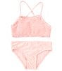 Color:Pink - Image 1 - Big Girls 7-16 Halter Crochet Bralette Two-Piece Swimsuit