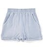 Color:Kentucky Blue - Image 1 - Big Girls 7-16 High Waist Washed Shorts