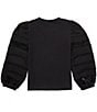 Color:Black - Image 2 - Big Girls 7-16 Long-Sleeve Mixed Fabrication Pullover Top