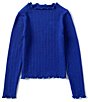 Chelsea & Violet Big Girls Long Sleeve Mock Neck Seamless T-Shirt, Color:Cobalt - Image 1