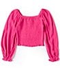 Color:Fuchsia - Image 1 - Big Girls 7-16 Long Sleeve Smocked Top