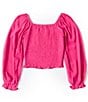 Color:Fuchsia - Image 2 - Big Girls 7-16 Long Sleeve Smocked Top