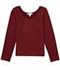 Color:Burgundy - Image 1 - Big Girls 7-16 Long Sleeve Solid Top