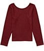 Color:Burgundy - Image 2 - Big Girls 7-16 Long Sleeve Solid Top