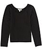 Color:Black - Image 1 - Big Girls 7-16 Long Sleeve Solid Top