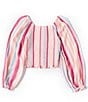 Color:Multi Stripe - Image 2 - Big Girls 7-16 Multi Stripe Long Sleeve Smocked Top