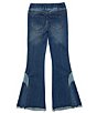 Color:Classic Wash - Image 2 - Big Girls 7-16 Patchwork-Inset Denim Flare Pull-On Jeans