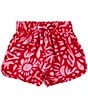 Color:Red Pink - Image 1 - Big Girls 7-16 Printed High Waist Satin Elastic Waist Shorts