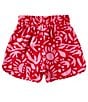 Color:Red Pink - Image 2 - Big Girls 7-16 Printed High Waist Satin Elastic Waist Shorts
