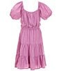 Color:Taffy Pink - Image 2 - Big Girls 7-16 Puff Sleeve Ruffled A-Line Dress