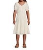 Color:Ivory - Image 1 - Big Girls 7-16 Puff Sleeve Ruffled A-Line Dress