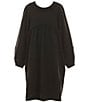 Color:Black - Image 1 - Big Girls 7-16 Quarter-Sleeve Oversized Dress