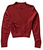 Color:Cherry - Image 1 - Big Girls 7-16 Ribbed Mock Neck Sweater