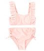 Color:Solid Pink - Image 1 - Big Girls 7-16 Ruffle Bralette Two-Piece Swimsuit