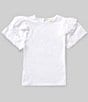 Color:White - Image 1 - Big Girls 7-16 Short Sleeve Crew Neck Eyelet Ruffle T-Shirt