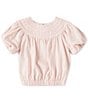Color:Blush - Image 1 - Big Girls 7-16 Short Sleeve Lace Collar Top