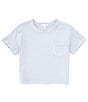 Color:Kentucky Blue - Image 1 - Big Girls 7-16 Short Sleeve Washed Pocket T-Shirt