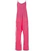 Color:FLAMINGO - Image 1 - Big Girls 7-16 Sleeveless Pocketed Jumpsuit