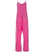Color:Magenta - Image 1 - Big Girls 7-16 Sleeveless Pocketed Jumpsuit