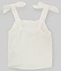Color:White - Image 2 - Big Girls 7-16 Sleeveless Smocked Tie Strap Tank
