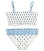 Color:White - Image 1 - Big Girls 7-16 Smocked Bralette Two-Piece Swimsuit
