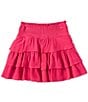 Color:Fuchsia - Image 2 - Big Girls 7-16 Smocked Tiered Ruffle Skirt