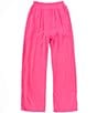 Color:Fuchsia - Image 1 - Big Girls 7-16 Smocked Waist Wide Leg Pant