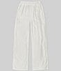 Color:White - Image 1 - Big Girls 7-16 Smocked Waist Wide Leg Pant