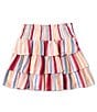 Color:Multi Stripe - Image 1 - Big Girls 7-16 Striped Smocked Tiered Ruffle Skirt