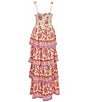 Chelsea & Violet Big Girls 7-16 Tiered Smocked Bodice Mixed Floral Print Maxi Dress, Color:White/Pink - Image 2