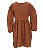 Color:Pecan - Image 1 - Big Girls Faux Suede Baby Doll Dress