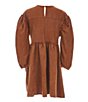 Color:Pecan - Image 2 - Big Girls Faux Suede Baby Doll Dress