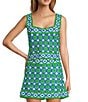 Chelsea & Violet Blossom Square Neckline Sleeveless Crochet Coordinating Top, Color:Green Floral - Image 1