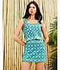 Chelsea & Violet Blossom Square Neckline Sleeveless Crochet Coordinating Top, Color:Green Floral - Image 6