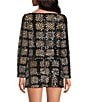 Chelsea & Violet Bonnie Straight Neckline Long Sleeve Length Check Sequin Coordinating Top, Color:Black/Gold - Image 2
