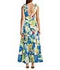 Chelsea & Violet Cecily Printed Empire Waist V-Neckline Sleeveless Maxi Dress, Color:Astro - Image 2
