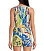 Chelsea & Violet Coordinating Natalie Printed Sleeveless V-Neckline Self Tie Smock Detail Front Blouse, Color:Astro - Image 2