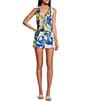 Chelsea & Violet Coordinating Natalie Printed Sleeveless V-Neckline Self Tie Smock Detail Front Blouse, Color:Astro - Image 3