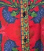 Chelsea & Violet Cora Satin Ikat Print Pointed Collar Button Front Shirttail Long Sleeve Coordinating Blouse, Color:Red Ikat - Image 4