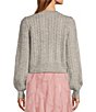 Color:Shadow Heather - Image 2 - Crew Neck Embellished Button Front Sweater Cardigan