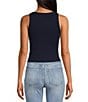 Color:Classic Navy - Image 2 - Cropped Racer Crew Neck Sleeveless Knit Tee