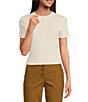 Color:Toasted Ivory - Image 1 - Cropped Ribbed Tee
