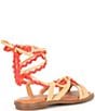 Color:Latte Tan - Image 2 - Dahlia Leather Ankle Wrap Lace Up Sandals