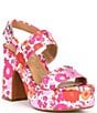 Color:Pink/Multi - Image 1 - Dazey Floral Print Two Band Platform Sandals