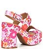 Color:Pink/Multi - Image 2 - Dazey Floral Print Two Band Platform Sandals