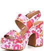 Color:Pink/Multi - Image 4 - Dazey Floral Print Two Band Platform Sandals