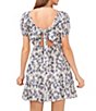 Color:Classic Navy - Image 2 - Floral Print Tiered Linen Mini Dress