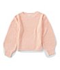 Color:Blush - Image 1 - Girls Big Girl 7-16 Crew Neck Textured Sweater