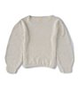 Color:White - Image 1 - Girls Big Girl 7-16 Crew Neck Textured Sweater