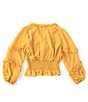 Color:Golden Yellow - Image 2 - Girls Big Girls 7-16 Balloon Sleeve Woven Ruffled Clip Dot Blouse